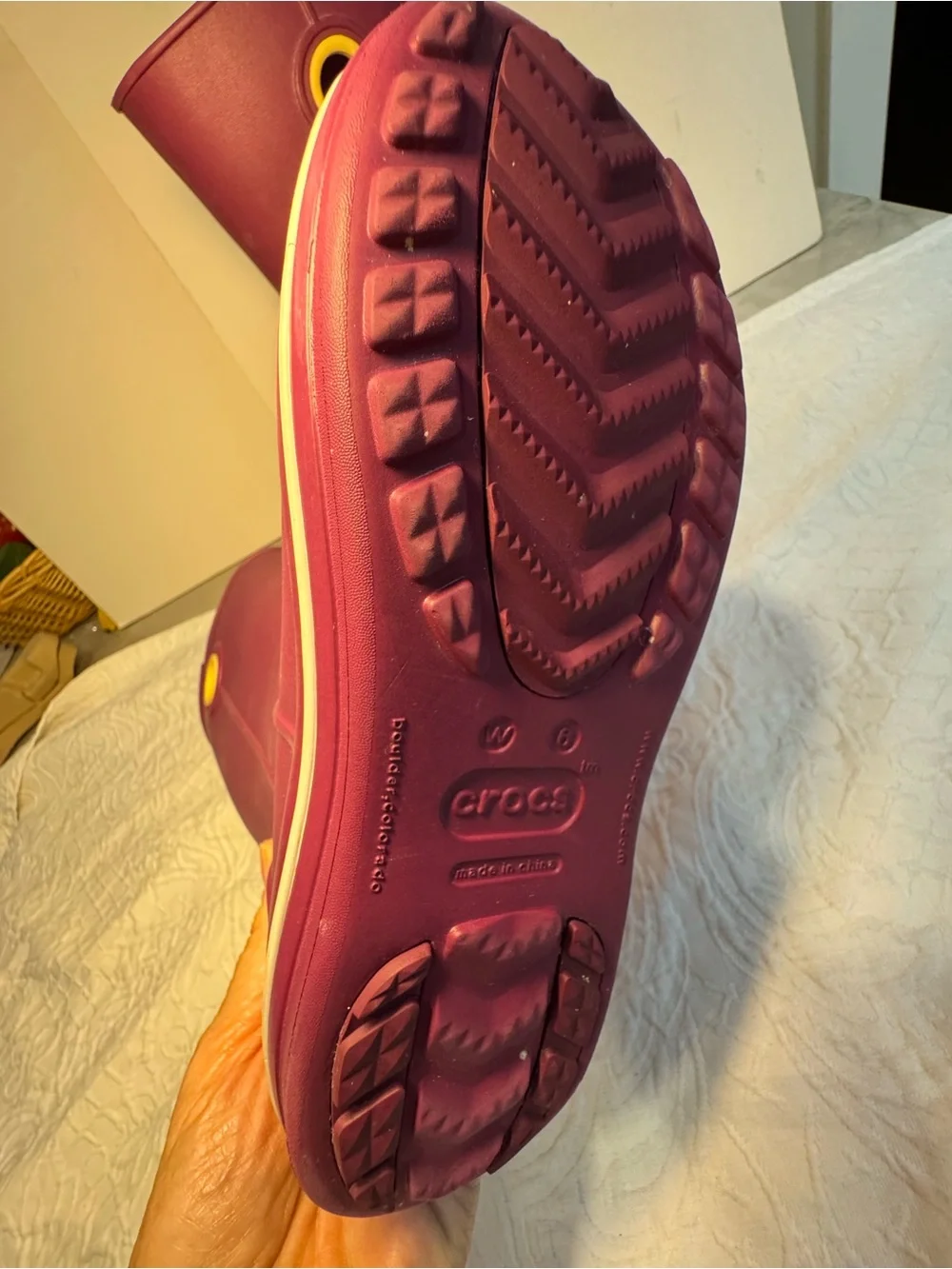 Crocs Tall Rain Boots Women’s 6 Burgundy Berry Rubber Waterproof Wellies